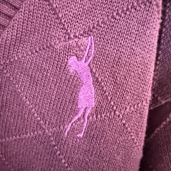 Tall Timber of Colorado Women's Purple V-Neck Sweater Golf Cotton Large Vintage - Picture 4 of 5